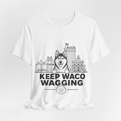 Keep Waco Wagging — Siberian Husky and Waco skyline artwork, packaging or scale reference