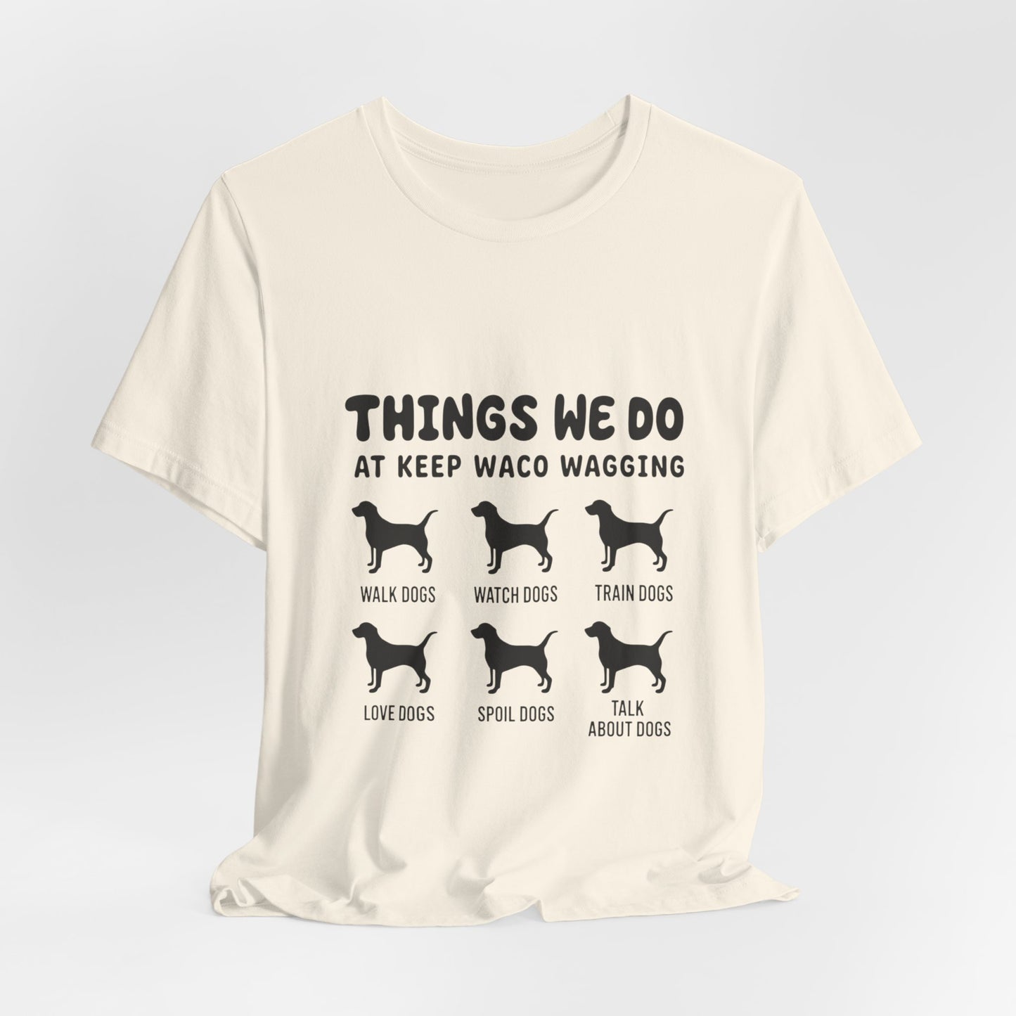 Dog Rescue Volunteer T-Shirt — Waco skyline artwork, packaging or scale reference