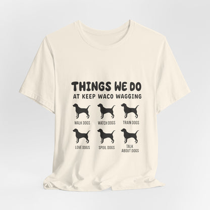 Dog Rescue Volunteer T-Shirt — Waco skyline artwork, packaging or scale reference