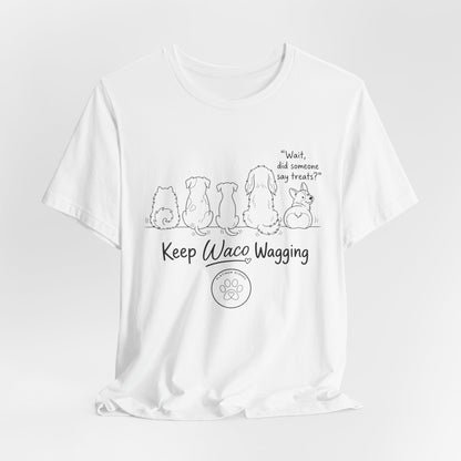 Keep Waco Wagging Dog T‑Shirt — Cute Paw Print Rescue Tee