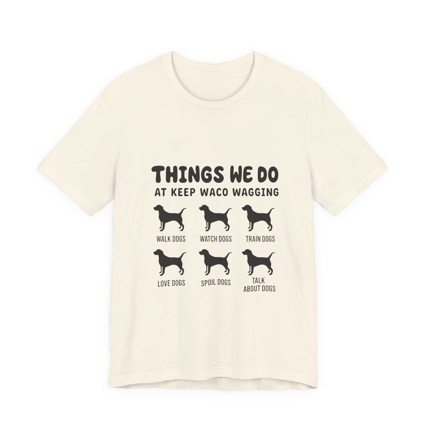 Dog Rescue Volunteer T-Shirt — Waco skyline artwork on Natural tee