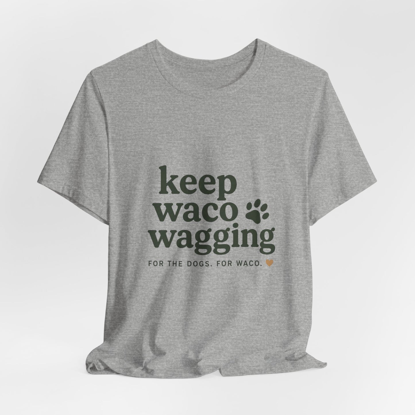 Walks & Treats Waco Streets tee — Waco skyline artwork, packaging or scale reference