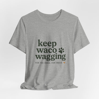 Walks & Treats Waco Streets tee — Waco skyline artwork, packaging or scale reference