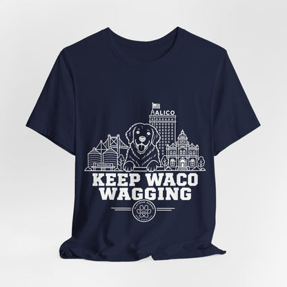 Keep Waco Wagging Golden Retriever Edition — Golden Retriever and Waco skyline artwork, packaging or scale reference