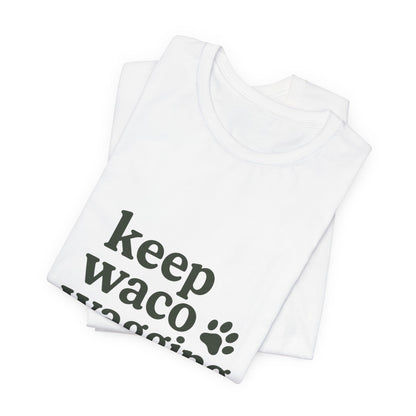 Walks & Treats Waco Streets tee — Waco skyline artwork, packaging or scale reference