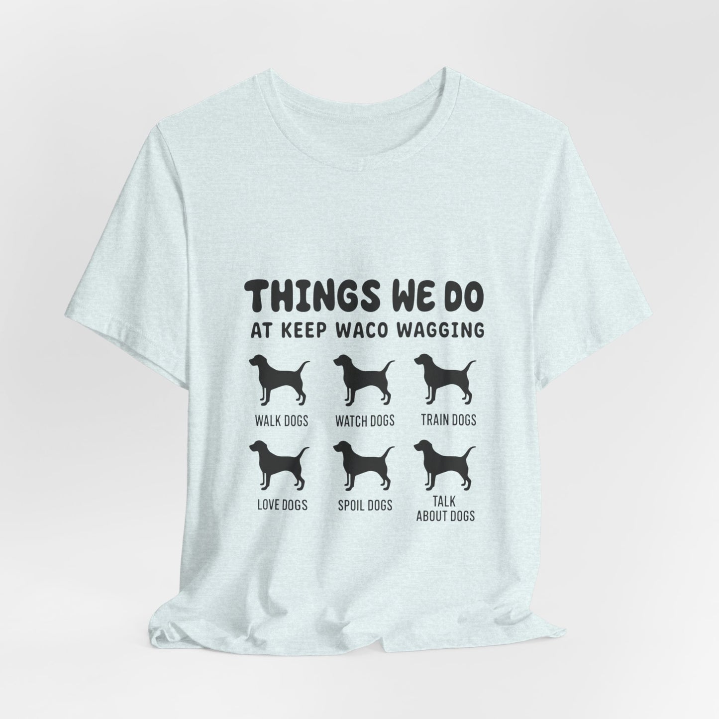 Dog Rescue Volunteer T-Shirt — Waco skyline artwork, packaging or scale reference
