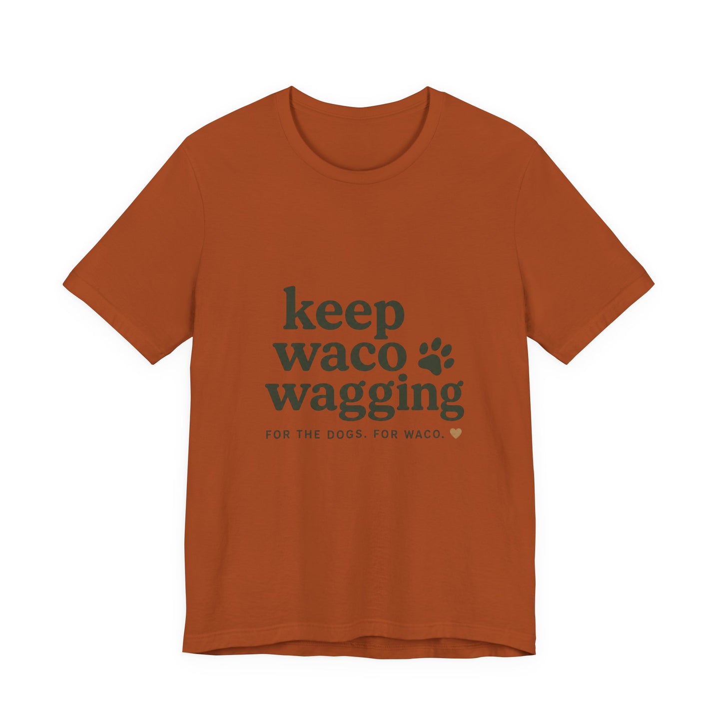 Walks & Treats Waco Streets tee — Waco skyline artwork on Autumn tee