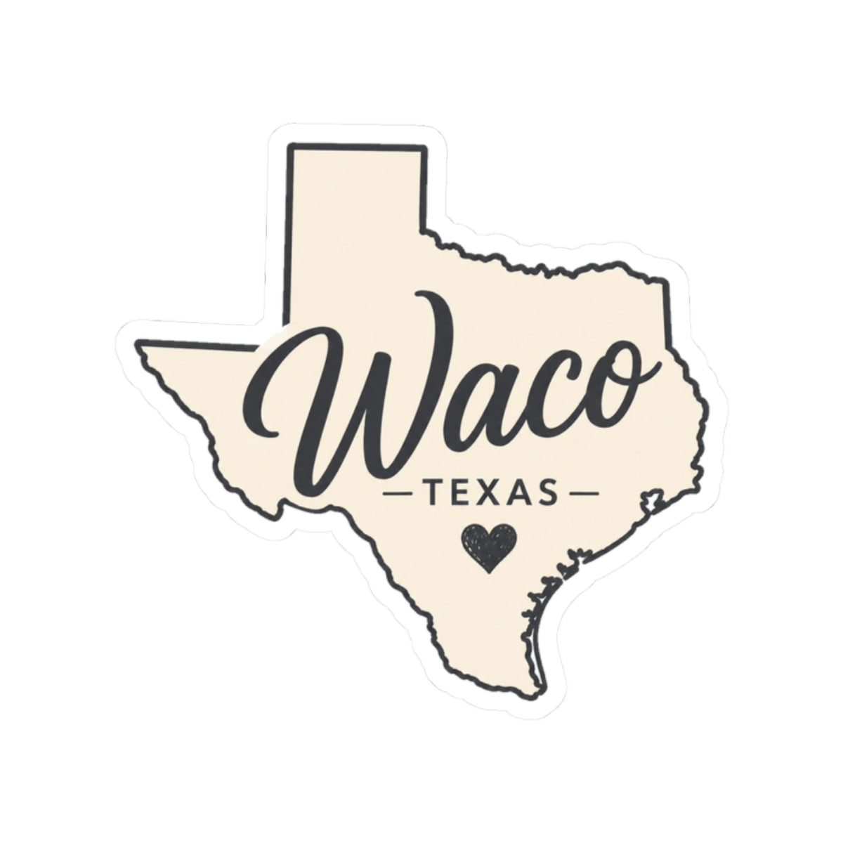 Waco Texas sticker — vinyl sticker, alternate angle