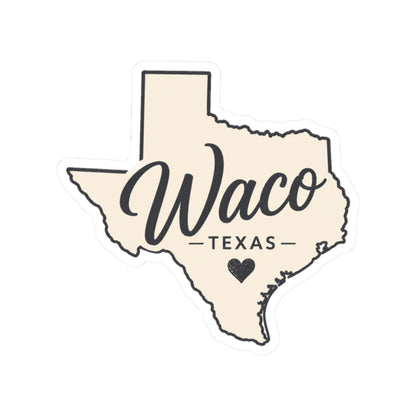 Waco Texas sticker — vinyl sticker, alternate angle