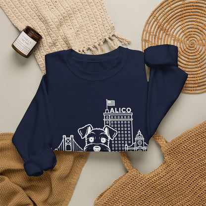 Waco Schnauzer Sweatshirt — Schnauzer and Waco skyline artwork, packaging or scale reference
