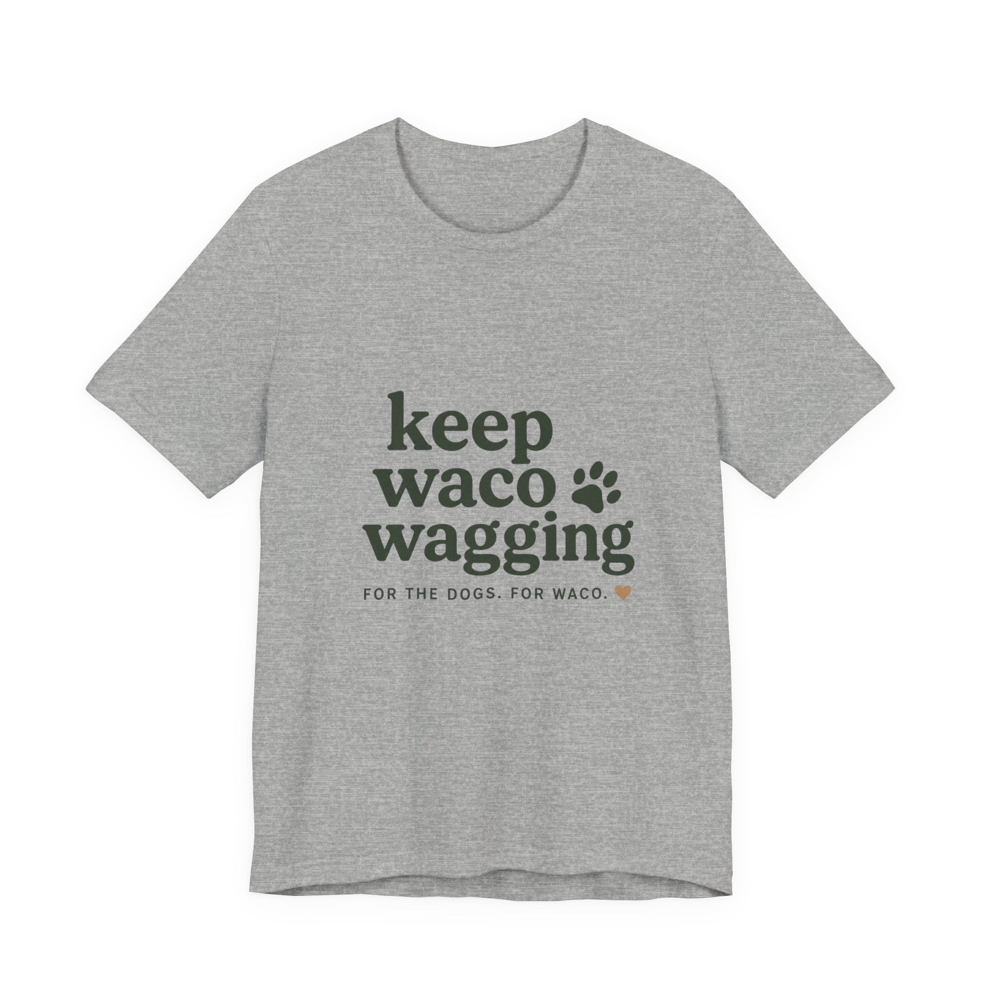 Walks & Treats Waco Streets tee — Waco skyline artwork on Athletic Heather tee