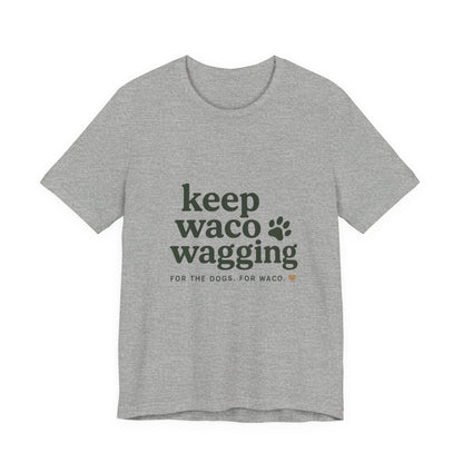 Walks & Treats Waco Streets tee — Waco skyline artwork on Athletic Heather tee