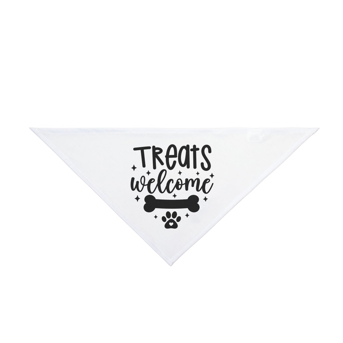 Pet Bandana – "Treats Welcome" Dog Bandana with Bone & Paw G — front product view