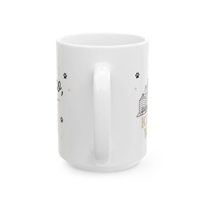 Keep Waco Wagging ceramic mug — Waco skyline mug, packaging or scale reference