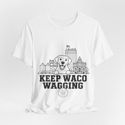 Keep Waco Wagging Labrador Edition — Labrador and Waco skyline artwork, packaging or scale reference