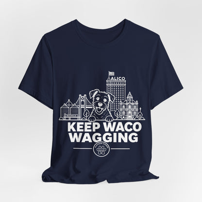 Keep Waco Wagging — Rescue Mutt and Waco skyline artwork, packaging or scale reference
