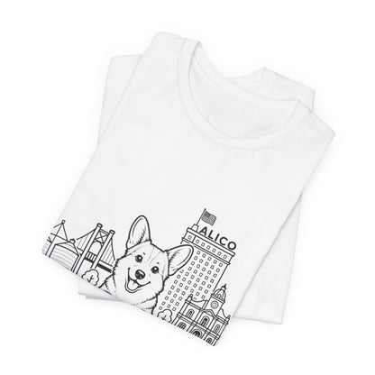 Keep Waco Wagging — Corgi and Waco skyline artwork, packaging or scale reference
