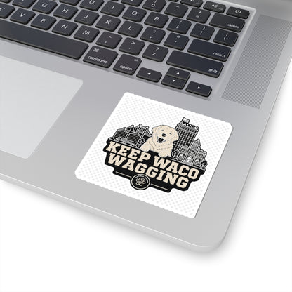 Keep Waco Wagging golden skyline sticker — vinyl sticker, packaging or scale reference