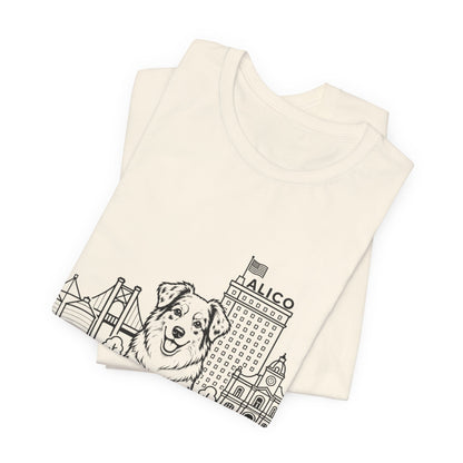 Keep Waco Wagging — Australian Shepherd and Waco skyline artwork, packaging or scale reference