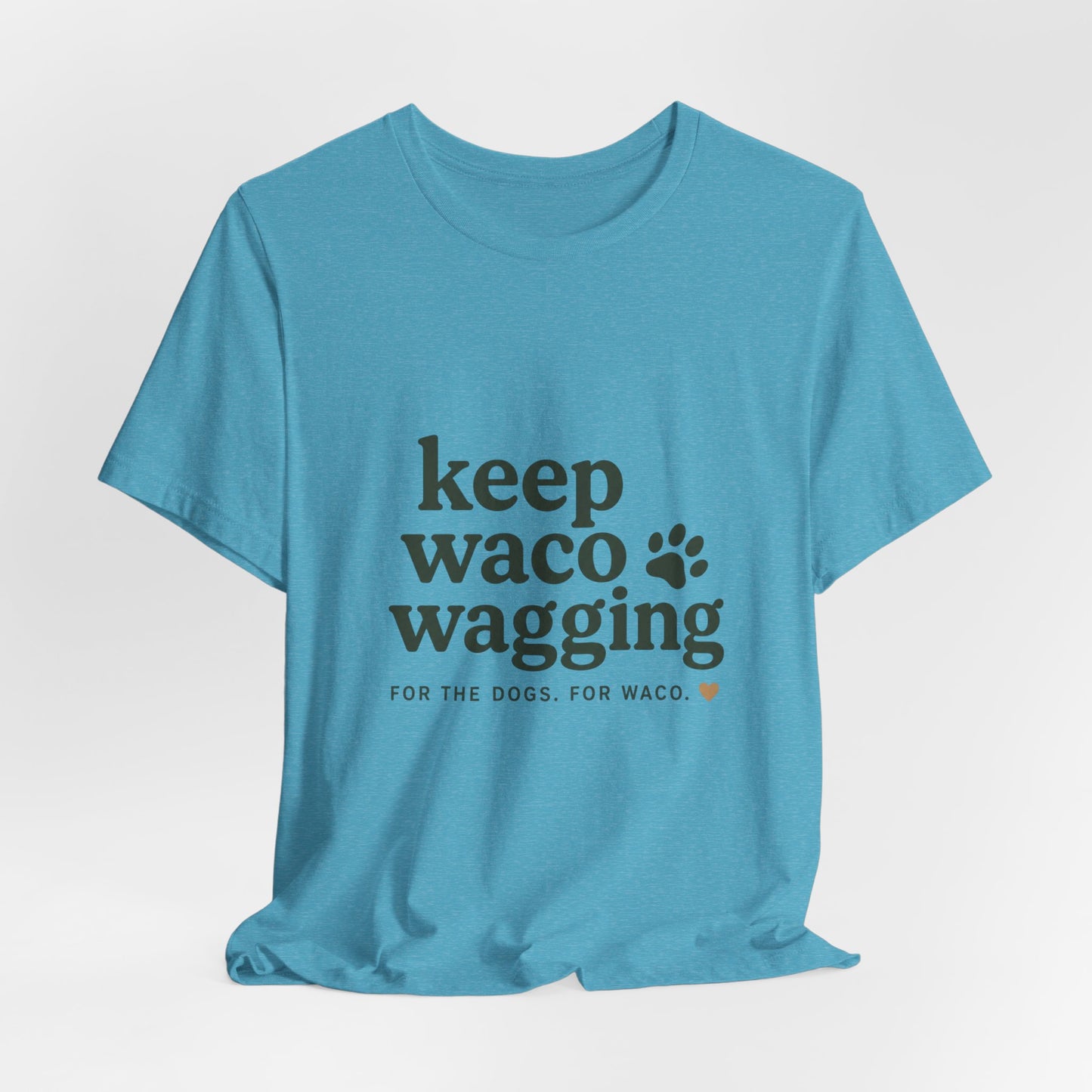 Walks & Treats Waco Streets tee — Waco skyline artwork, packaging or scale reference