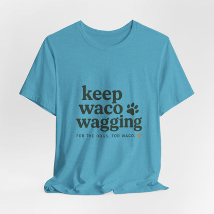Walks & Treats Waco Streets tee — Waco skyline artwork, packaging or scale reference