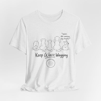 Keep Waco Wagging Dog T‑Shirt — Cute Paw Print Rescue Tee