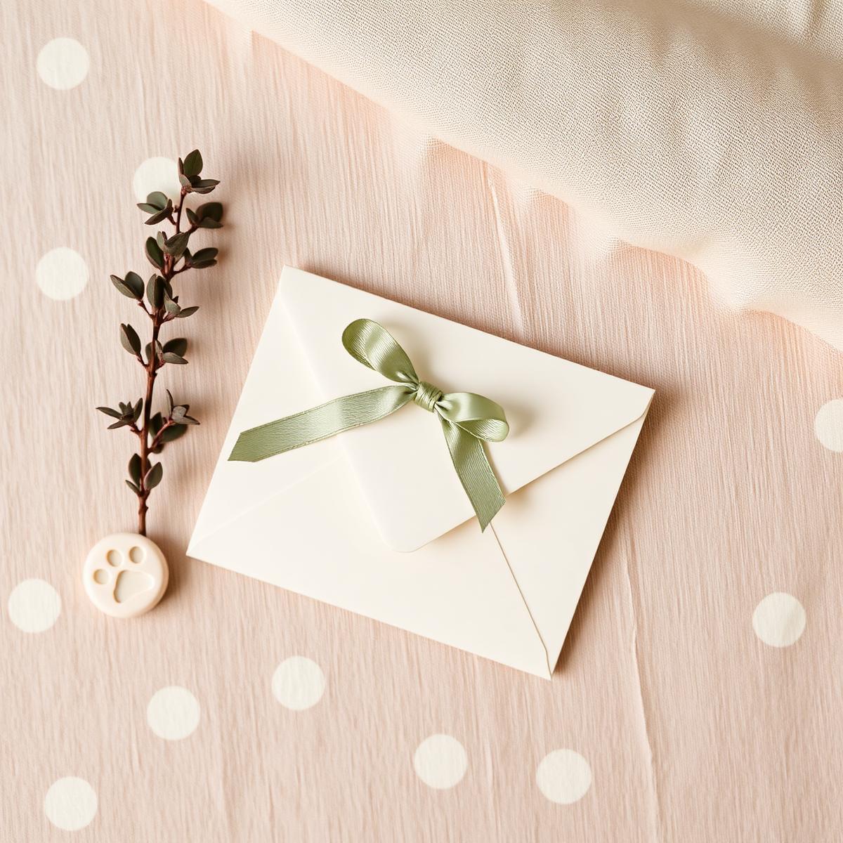 Keep Waco Wagging gift certificate envelope with sage ribbon